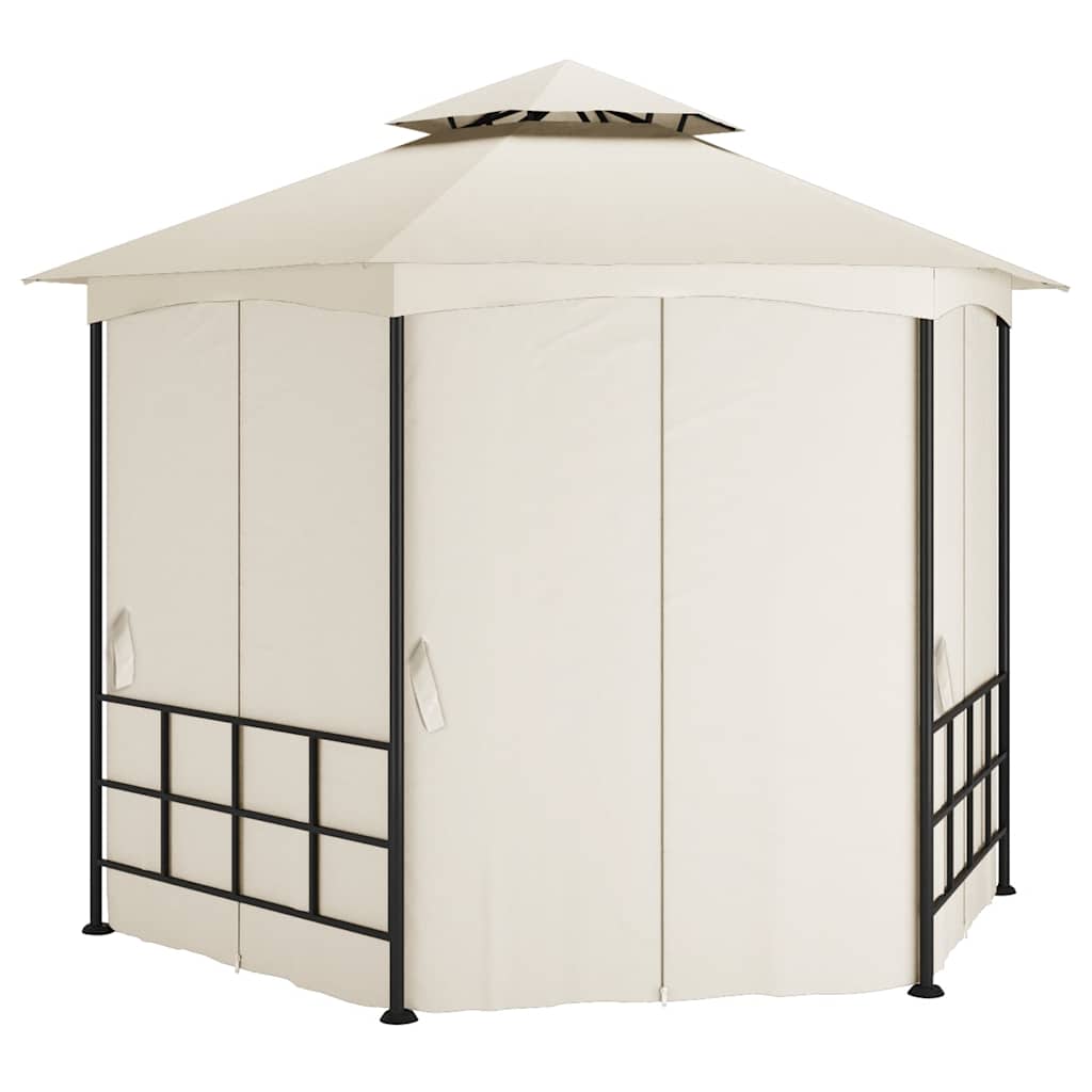 pavillon med sidevægge 3,1x2,7 m cremefarvet