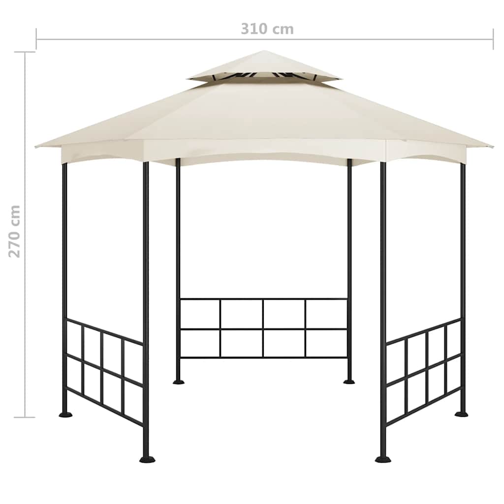 pavillon med sidevægge 3,1x2,7 m cremefarvet