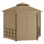 pavillon med sidevægge 3,1x2,7 m gråbrun