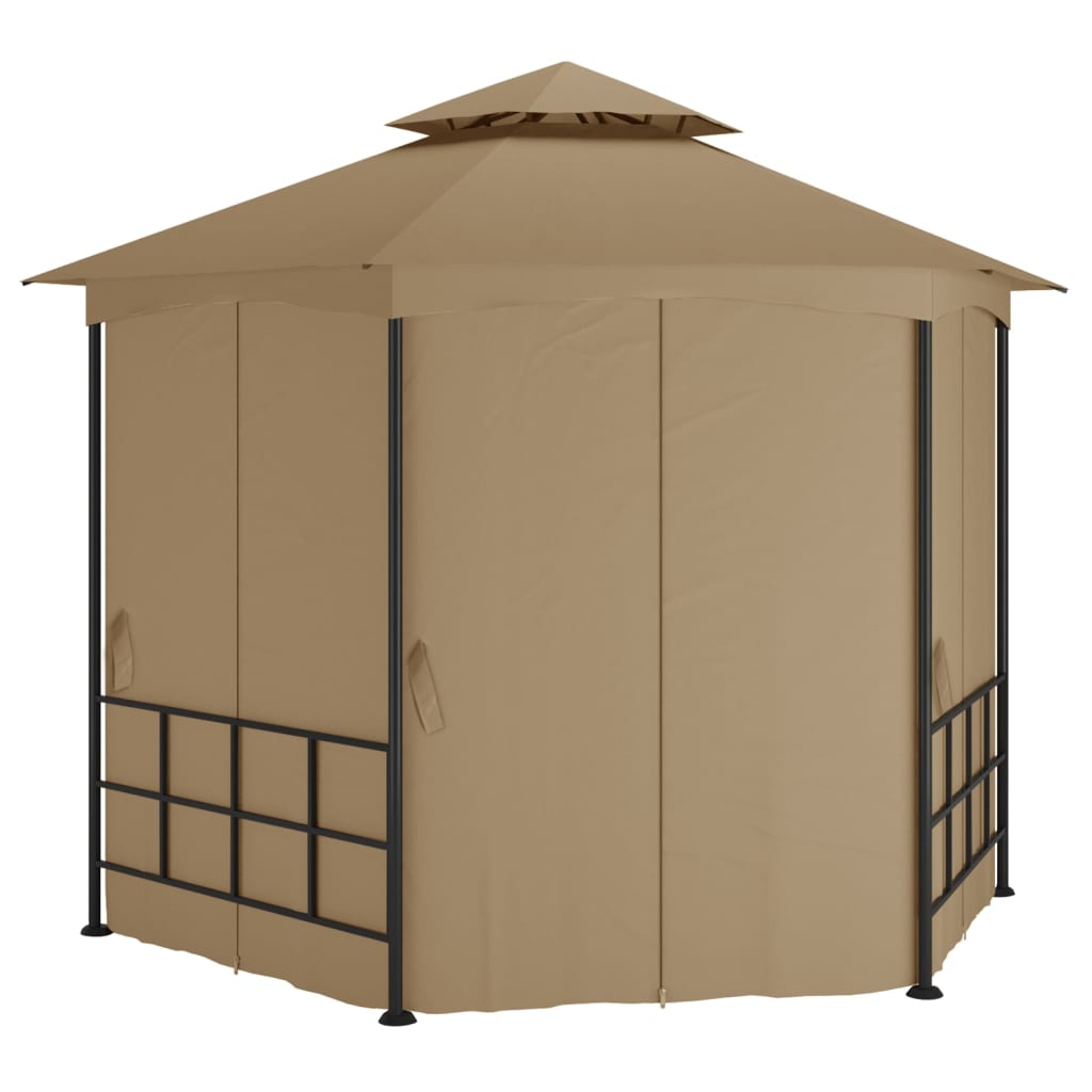 pavillon med sidevægge 3,1x2,7 m gråbrun