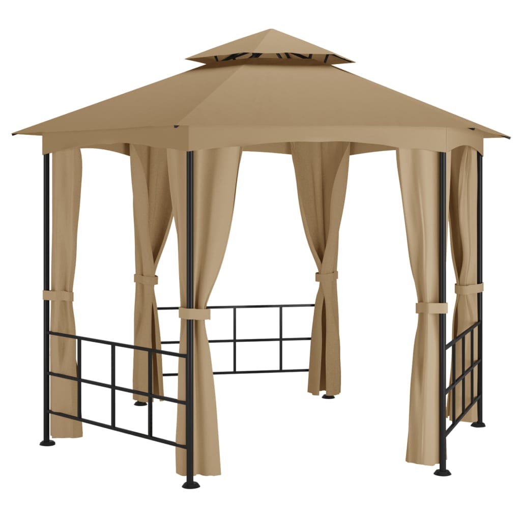 pavillon med sidevægge 3,1x2,7 m gråbrun