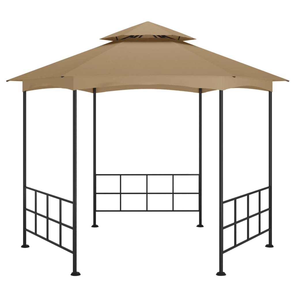 pavillon med sidevægge 3,1x2,7 m gråbrun