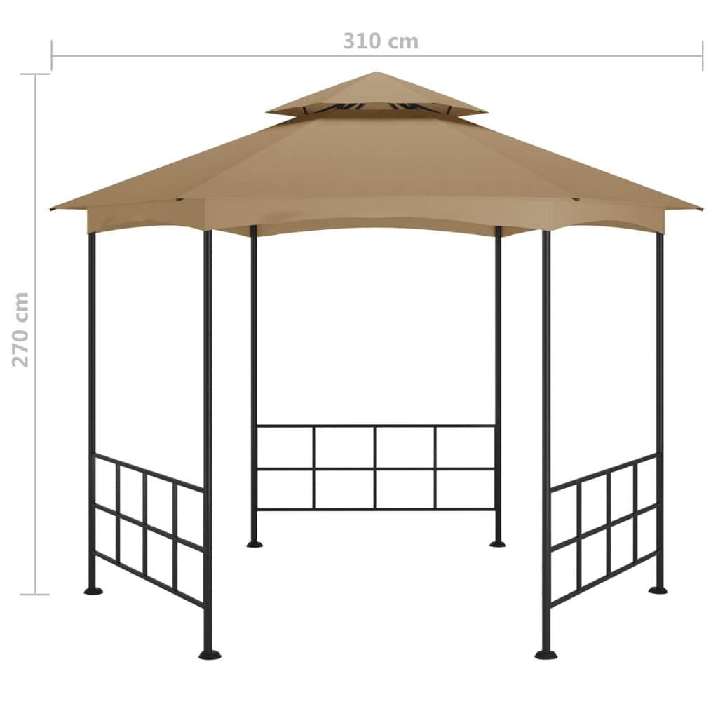 pavillon med sidevægge 3,1x2,7 m gråbrun
