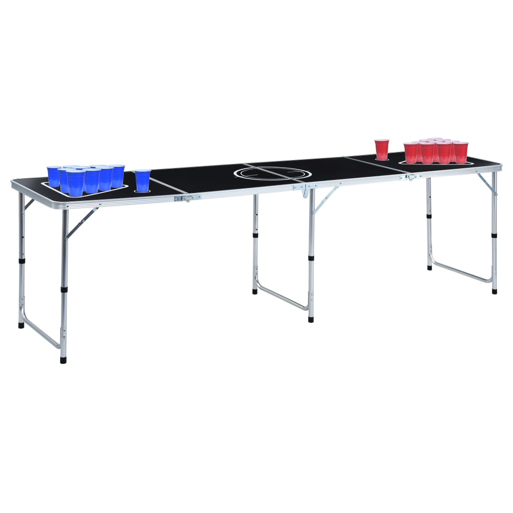 foldbart beer pong-bord med kopper og bolde 240 cm