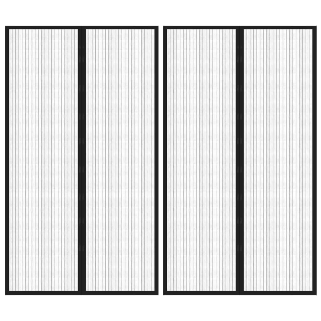 insektnet til dør 2 stk. med magneter 200x80 cm sort