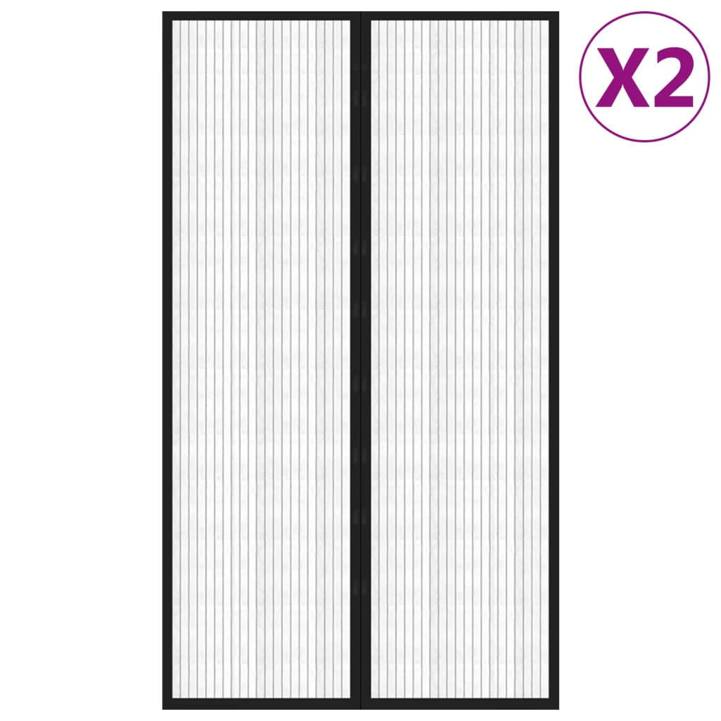 insektnet til dør 2 stk. med magneter 200x80 cm sort