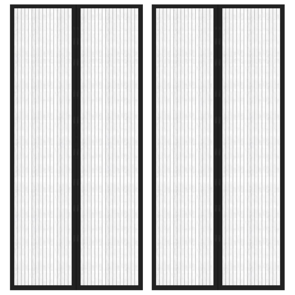 insektnet til dør 2 stk. med magneter 210x90 cm sort
