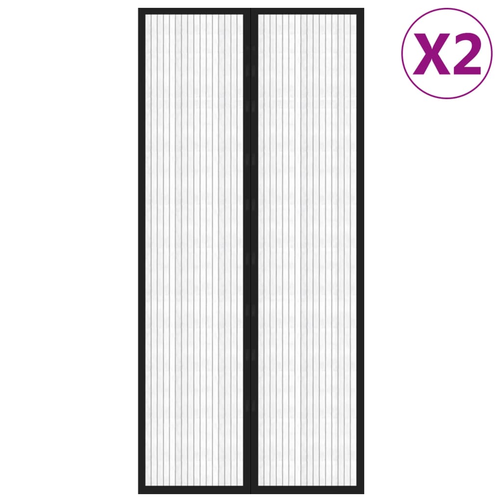 insektnet til dør 2 stk. med magneter 210x90 cm sort