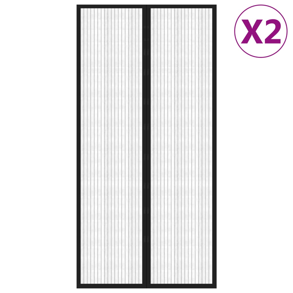 insektnet til dør 2 stk. med magneter 220x100 cm sort