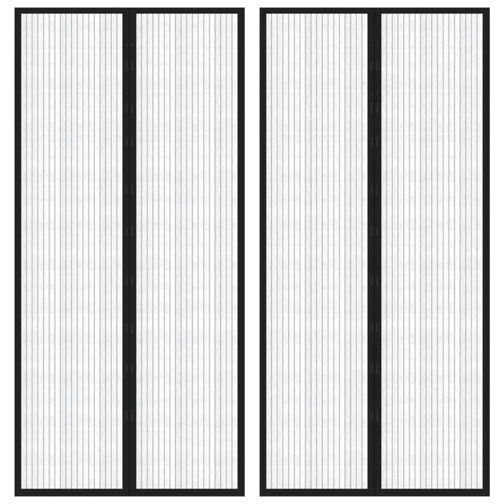 insektnet til dør 2 stk. med magneter 220x110 cm sort