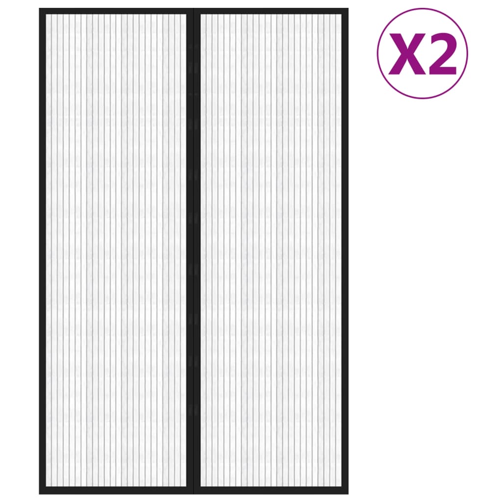 insektnet til dør 2 stk. med magneter 220x130 cm sort
