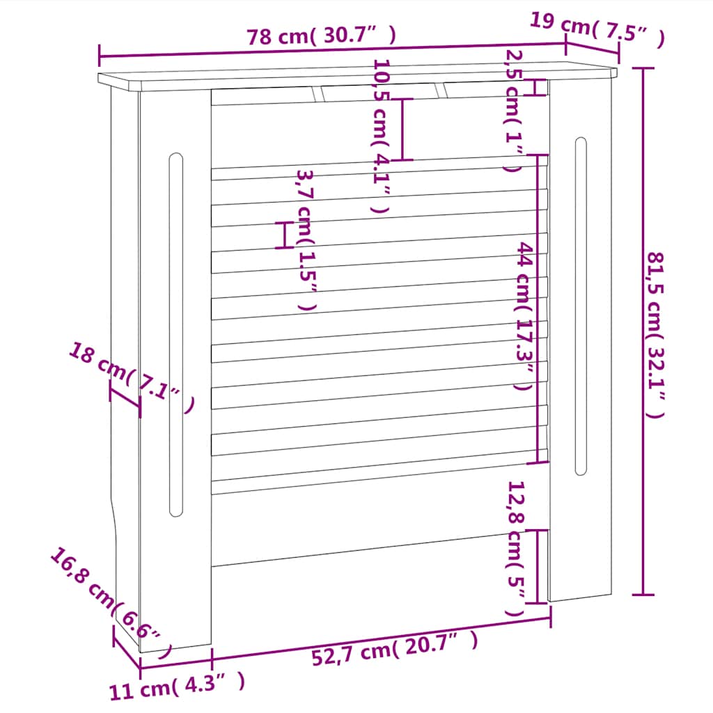 radiatorskjuler 78 cm MDF grå