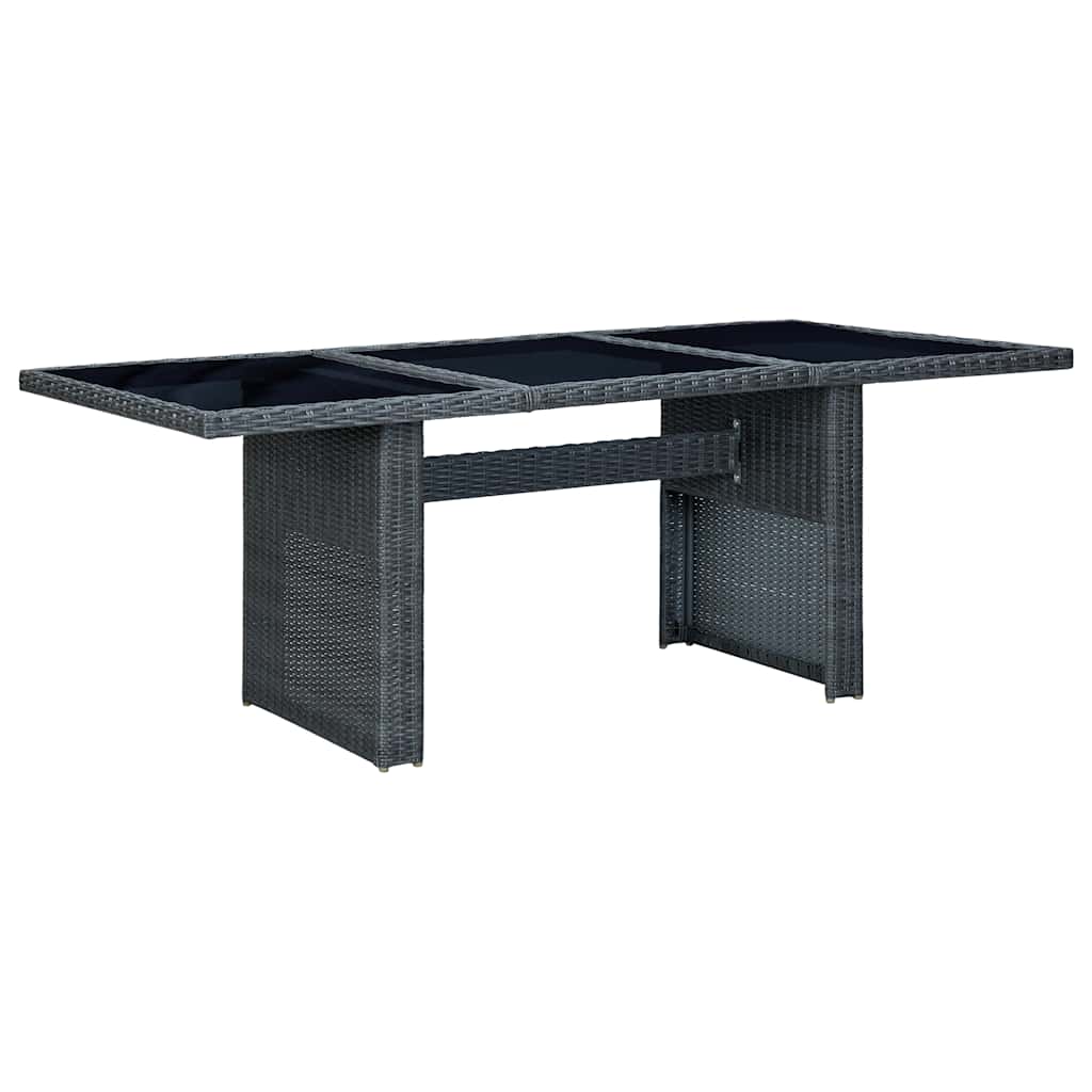 havebord polyrattan og hærdet glas mørkegrå