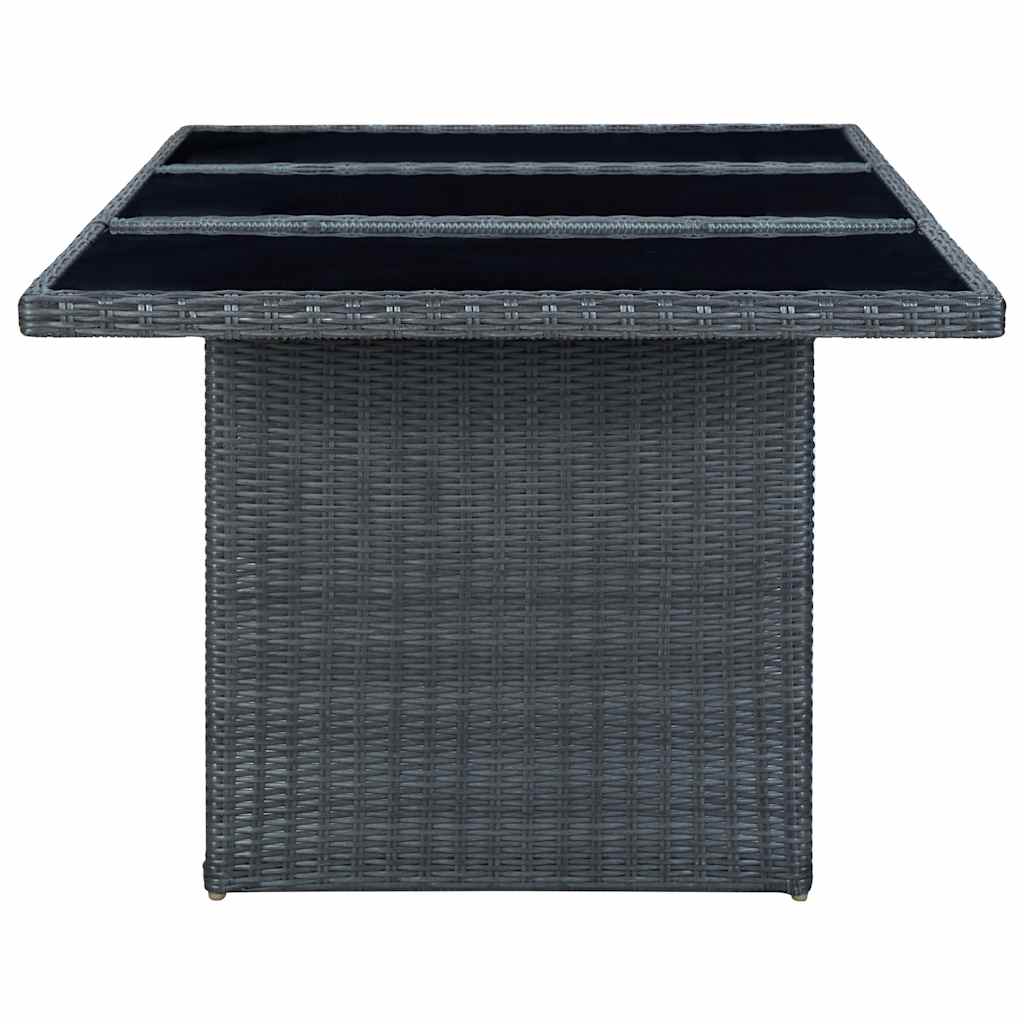 havebord polyrattan og hærdet glas mørkegrå