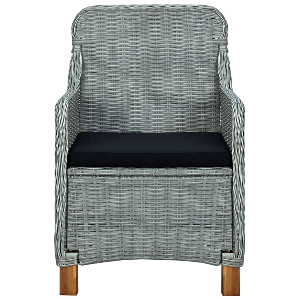 havestole med hynder 2 stk. polyrattan lysegrå
