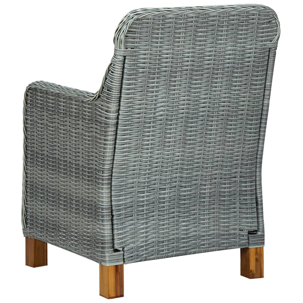 havestole med hynder 2 stk. polyrattan lysegrå