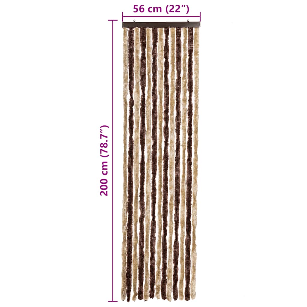 insektgardin 56x200 cm chenille beige og lysebrun