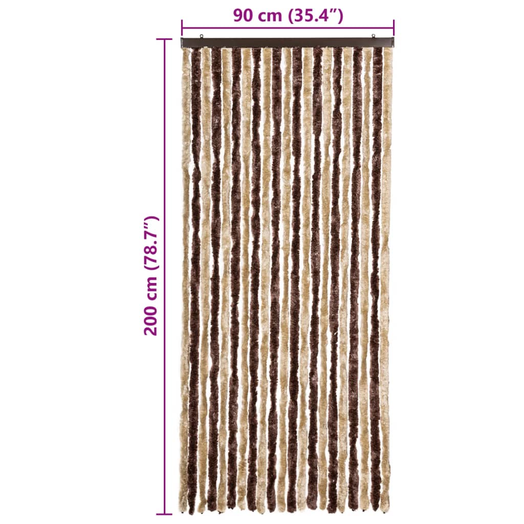 insektgardin 90x200 cm chenille beige og lysebrun