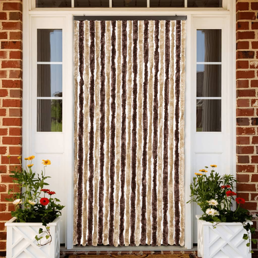 insektgardin 90x200 cm chenille beige og lysebrun