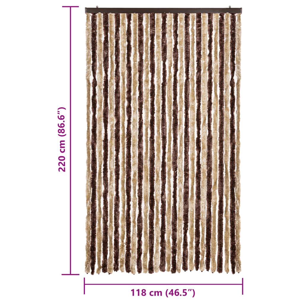 insektgardin 118x220 cm chenille beige og lysebrun