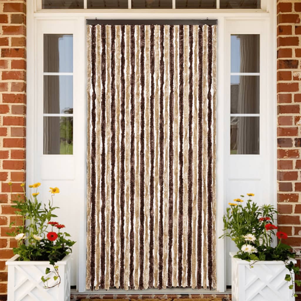 insektgardin 118x220 cm chenille beige og lysebrun