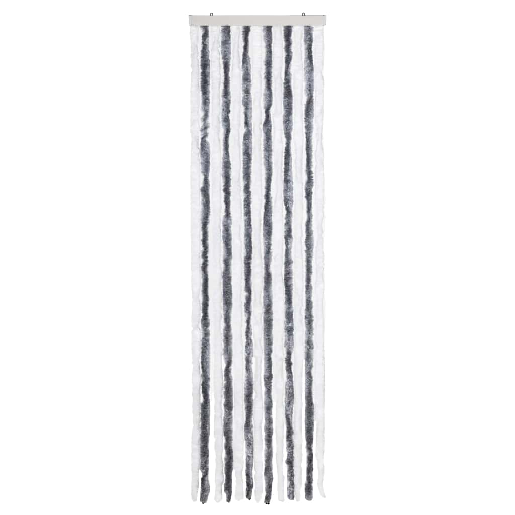 insektgardin 56x200 cm chenille grå og hvid