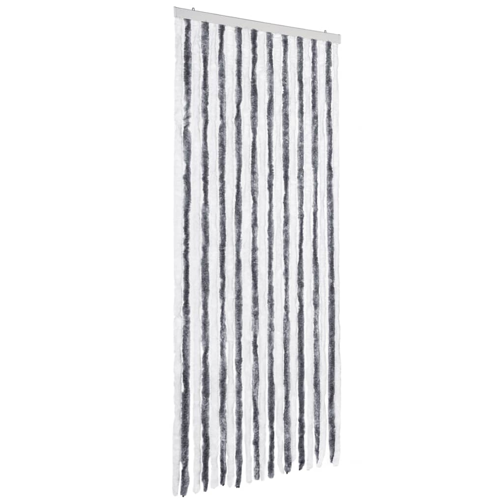 insektgardin 90x200 cm chenille grå og hvid