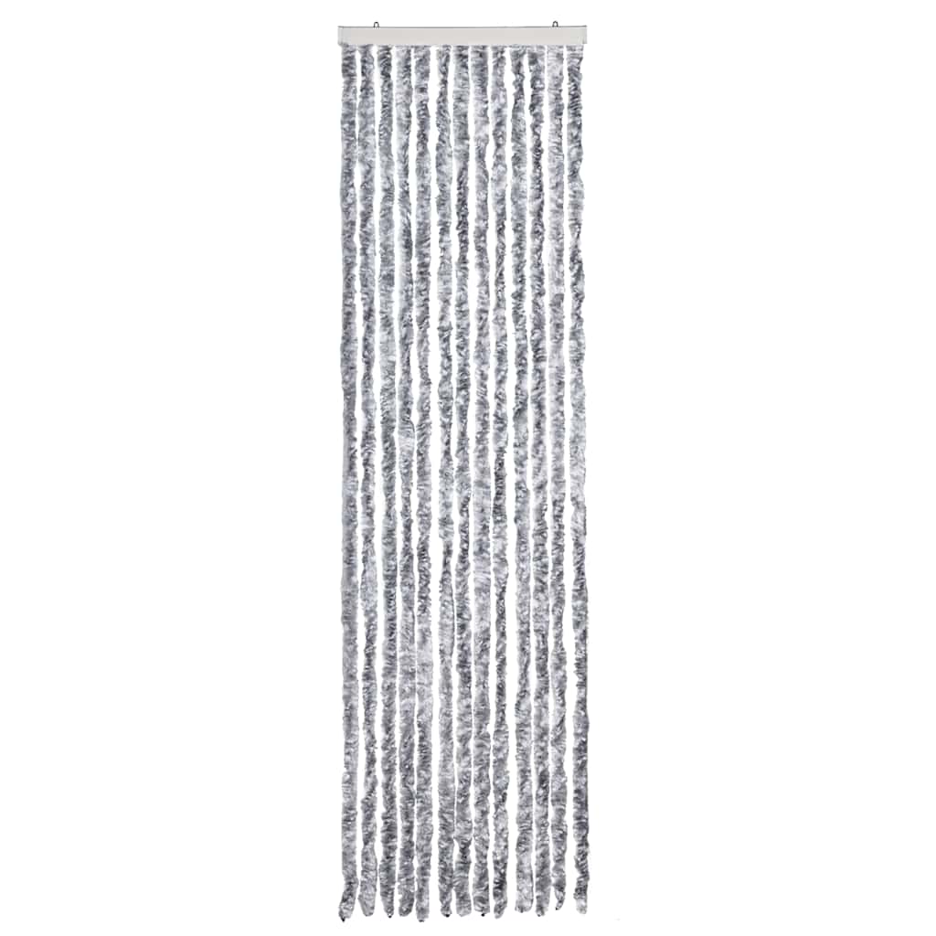 insektgardin 56x200 cm chenille grå og hvid