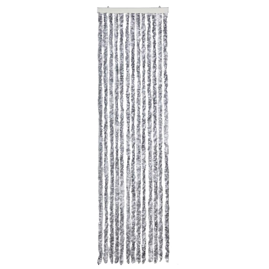 insektgardin 56x200 cm chenille grå og hvid