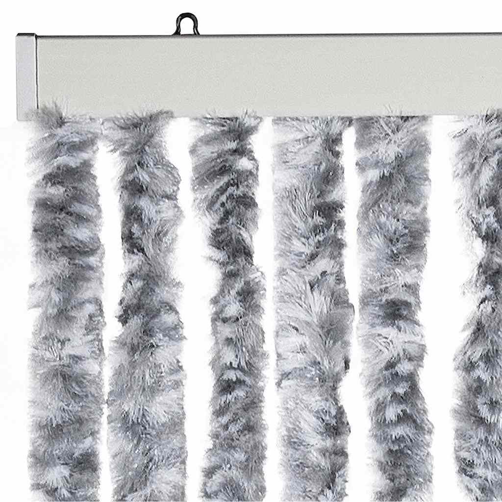 insektgardin 56x200 cm chenille grå og hvid