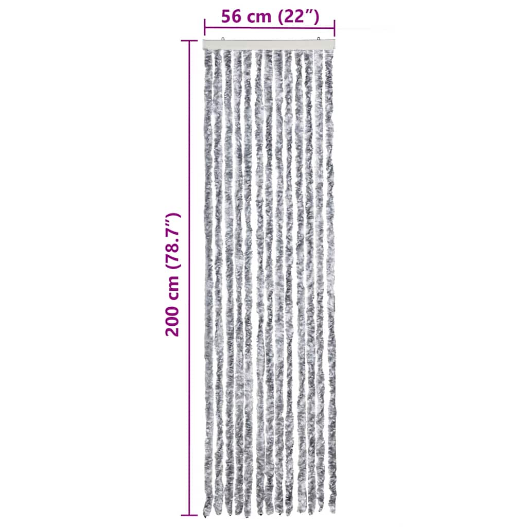 insektgardin 56x200 cm chenille grå og hvid
