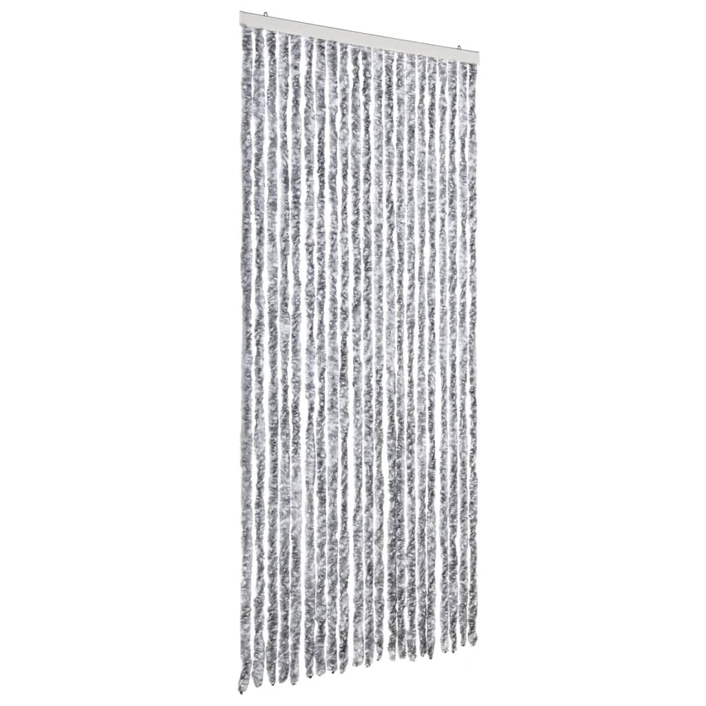 insektgardin 90x200 cm chenille grå og hvid