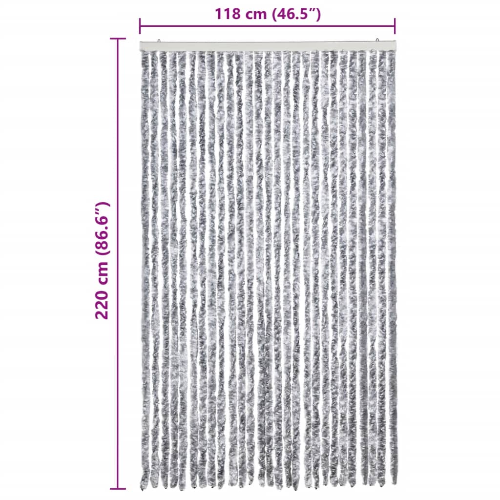 insektgardin 118x200 cm chenille hvid og grå