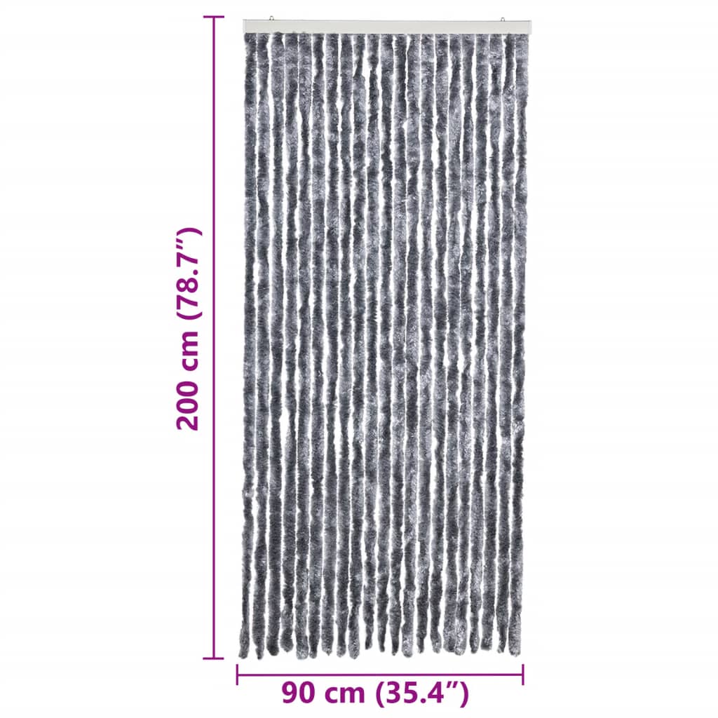 insektgardin 90x200 cm chenille sølvfarvet