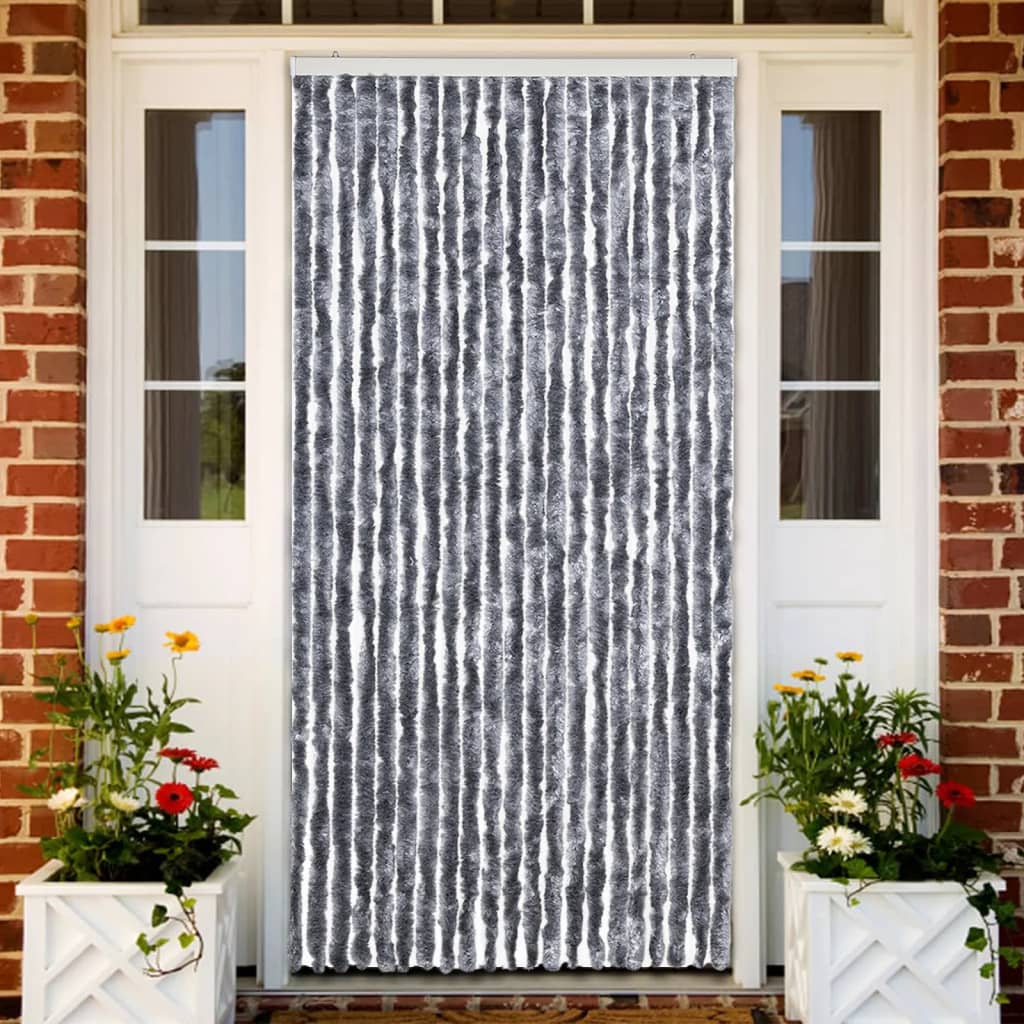 insektgardin 90x200 cm chenille sølvfarvet