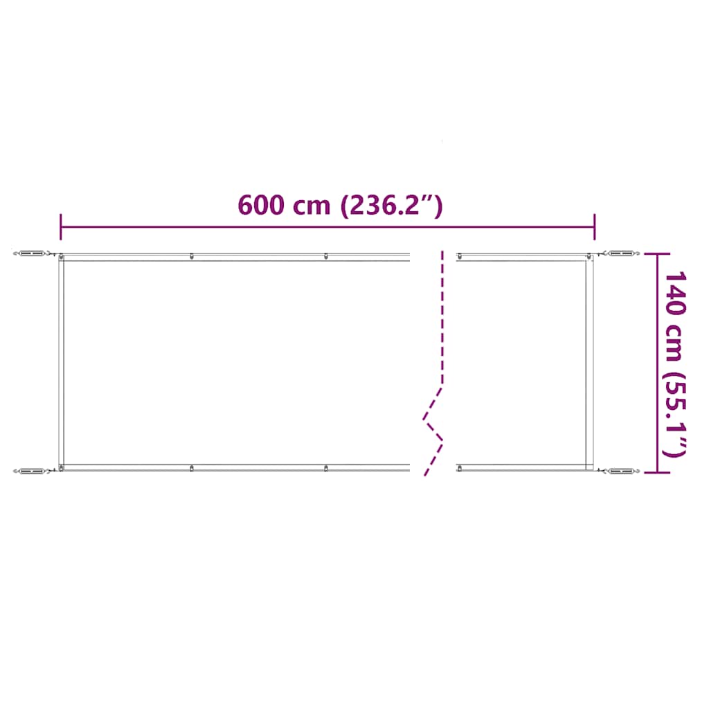 lodret markise 140x600 cm oxfordstof hvid