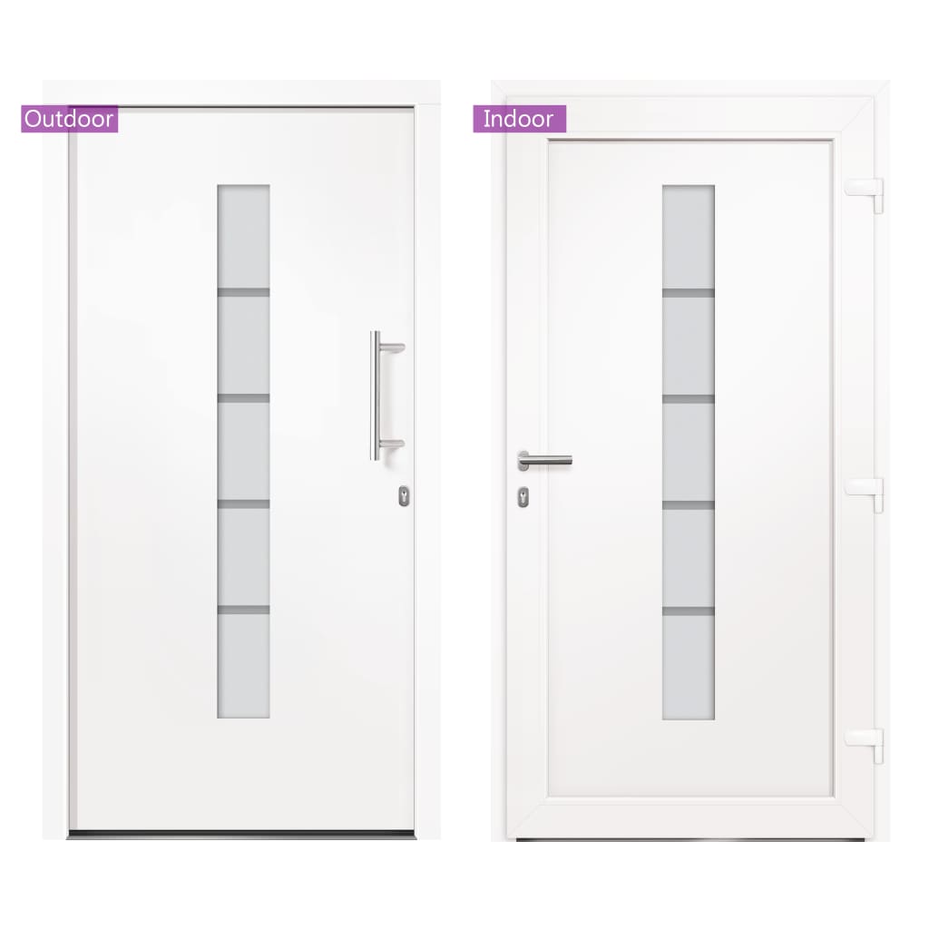 hoveddør 110x210 cm aluminium og PVC hvid