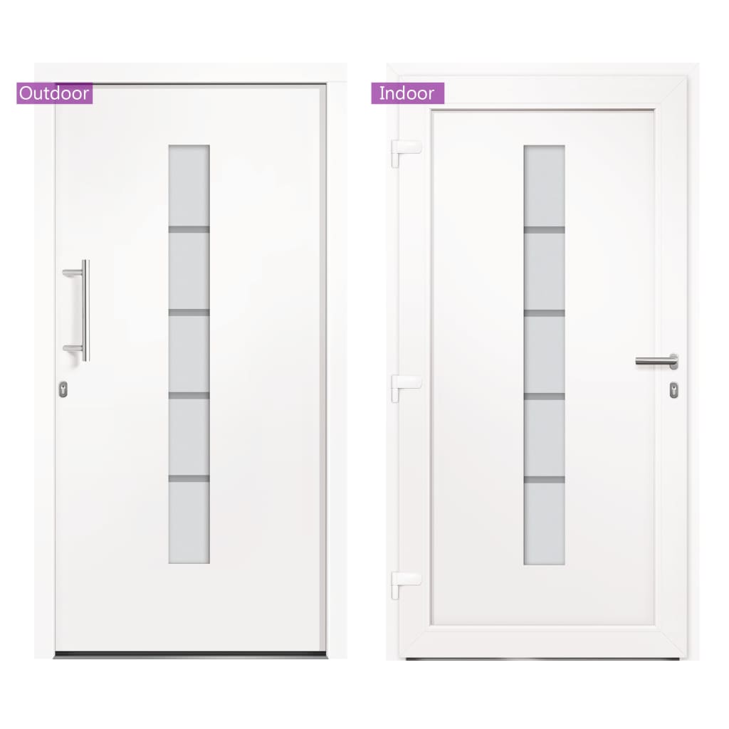 hoveddør 110x210 cm aluminium og PVC hvid