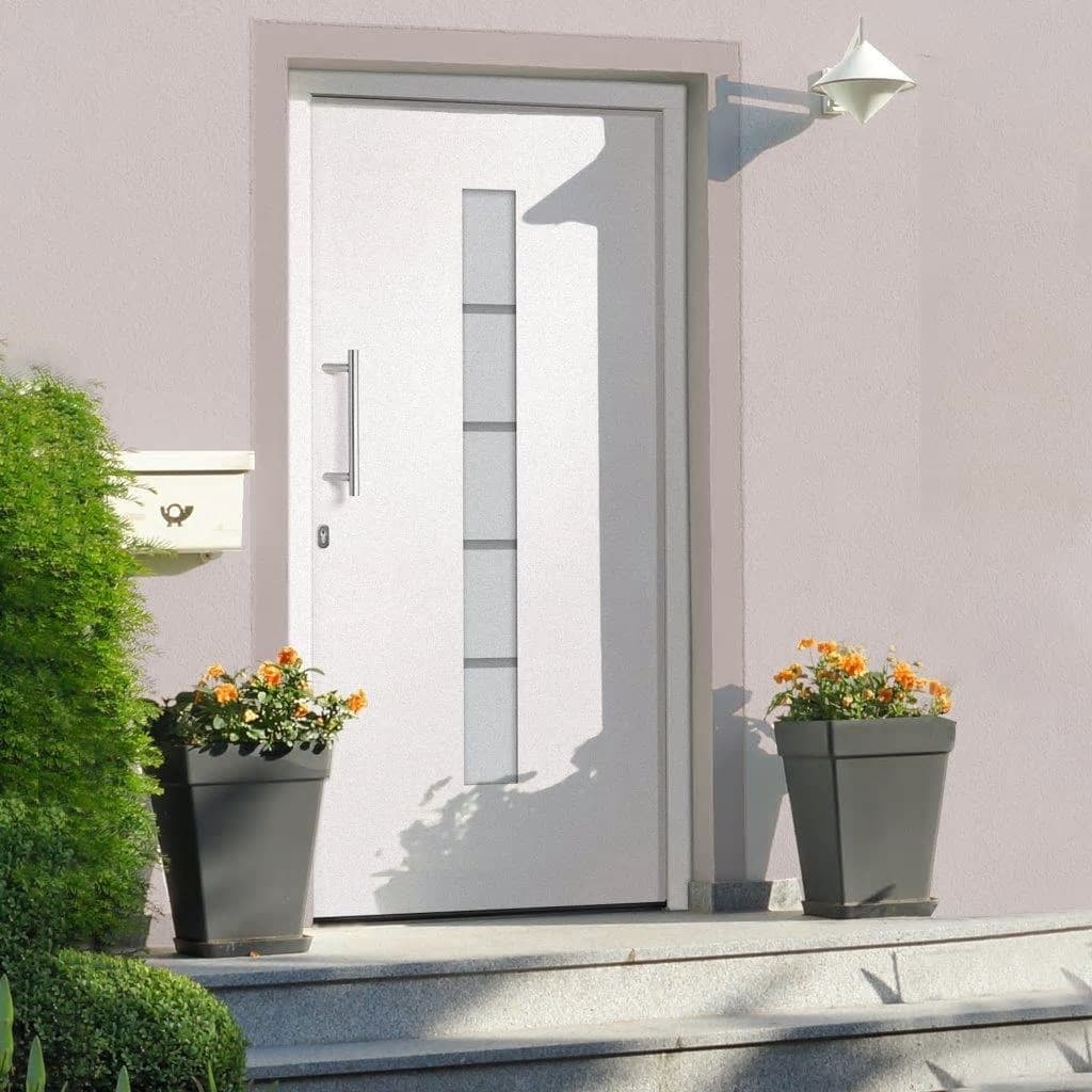 hoveddør 110x210 cm aluminium og PVC hvid