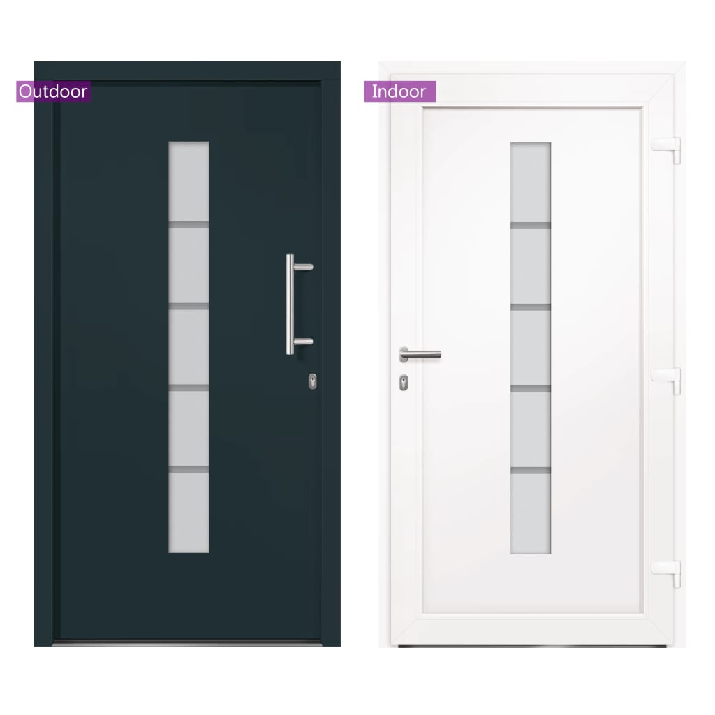 hoveddør 100x210 cm aluminium og PVC antracitgrå