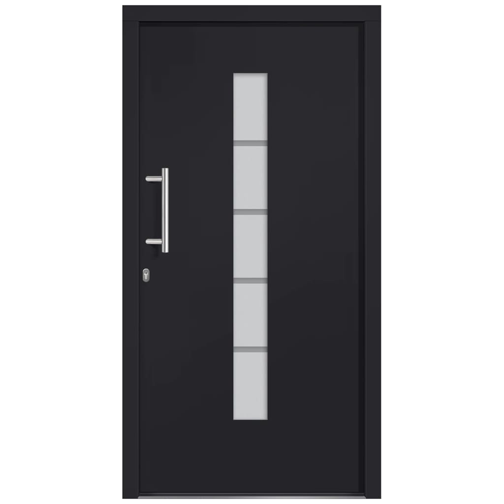 hoveddør 110x210 cm aluminium og PVC antracitgrå
