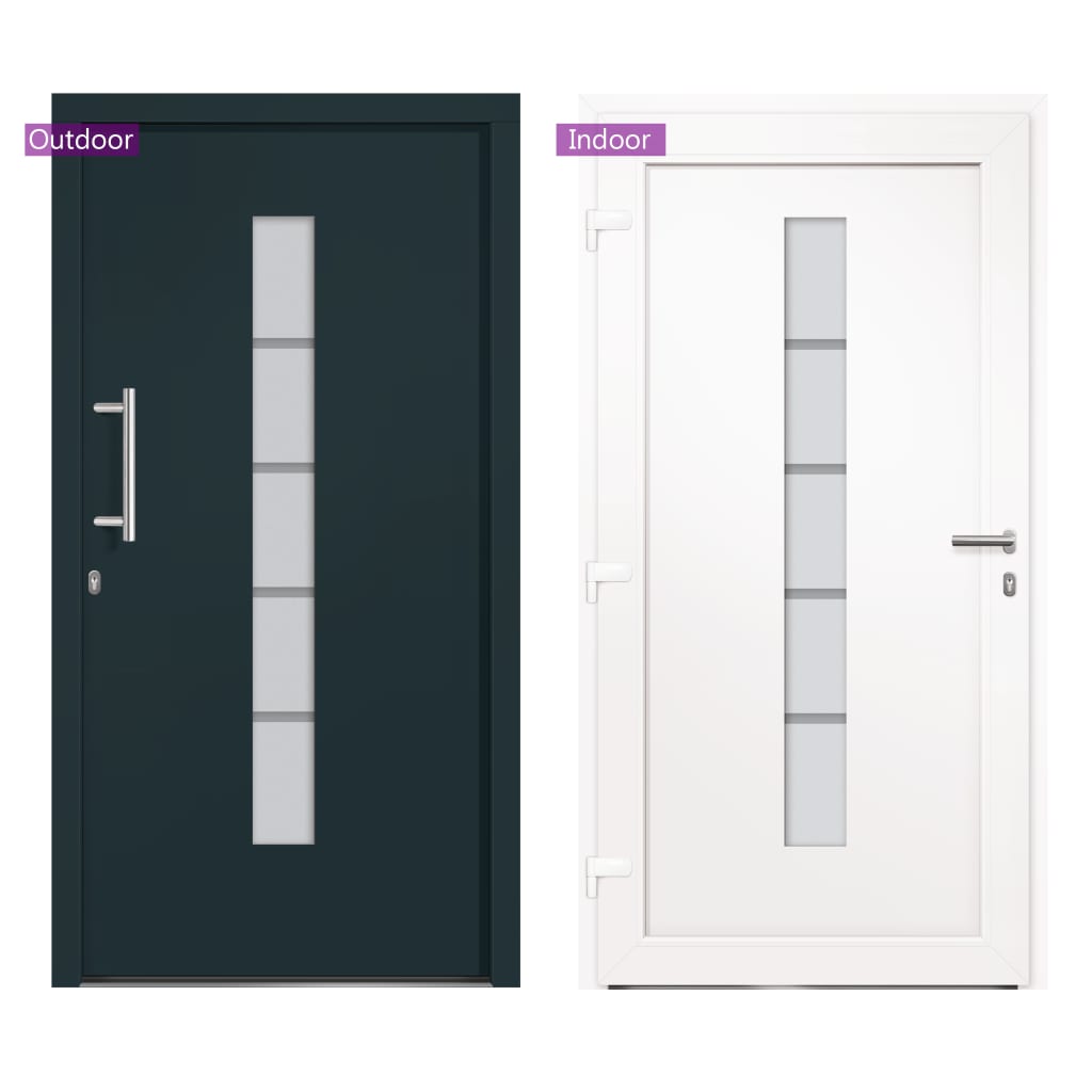 hoveddør 110x210 cm aluminium og PVC antracitgrå