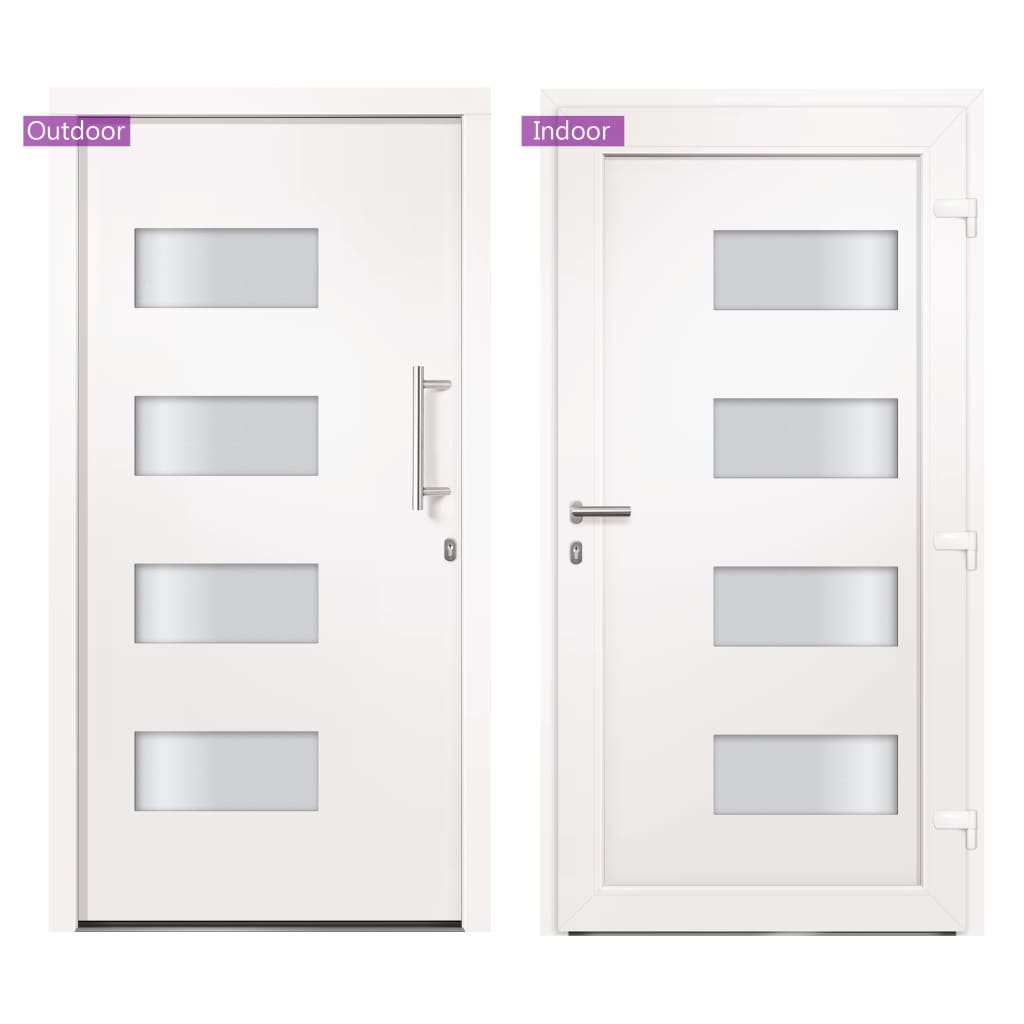 hoveddør 100x200 cm aluminium og PVC hvid