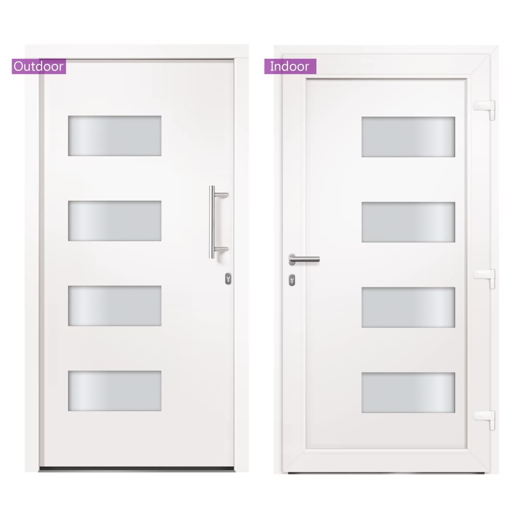 hoveddør 100x210 cm aluminium og PVC hvid