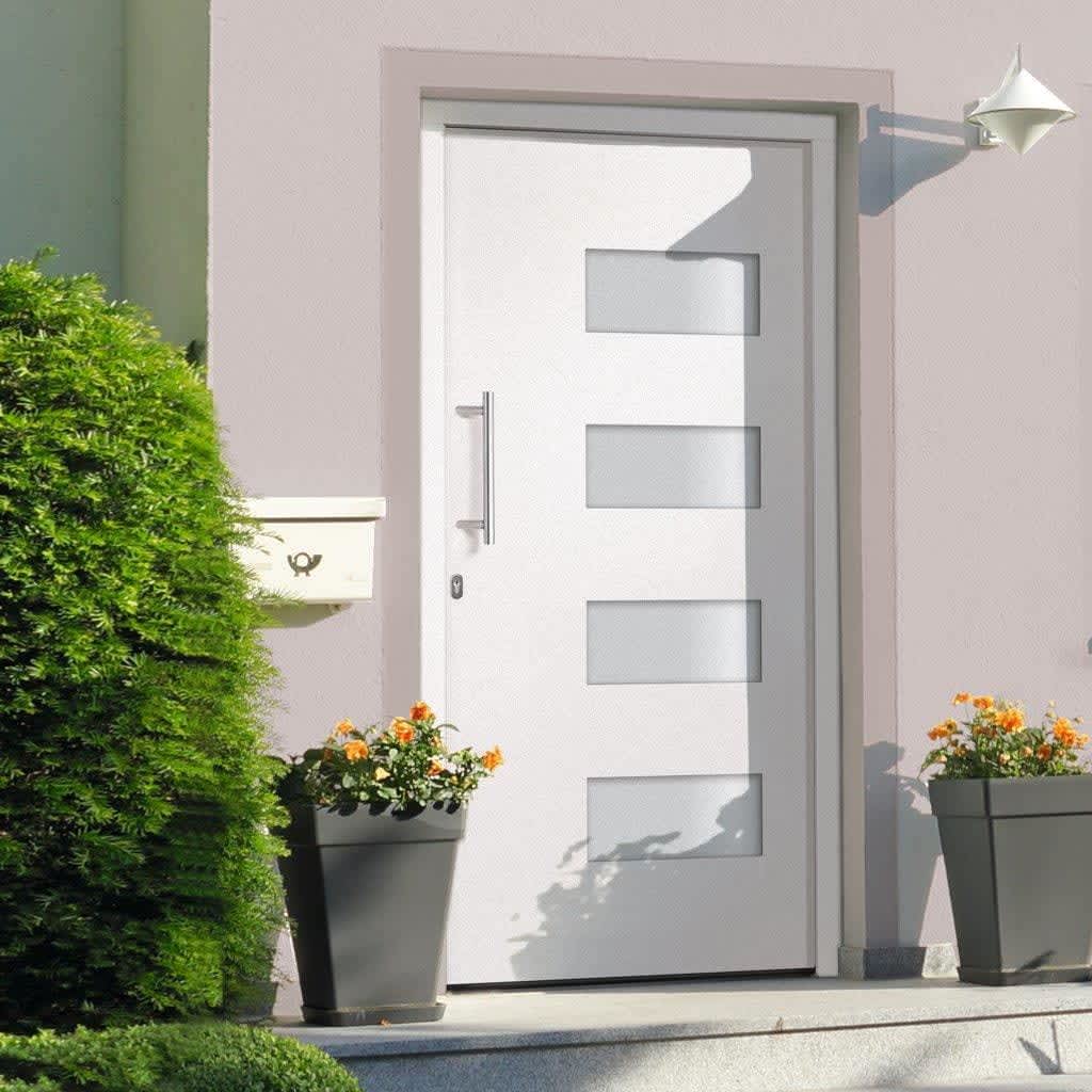 hoveddør 100x210 cm aluminium og PVC hvid