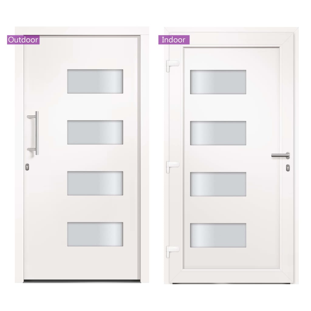 hoveddør 110x210 cm aluminium og PVC hvid