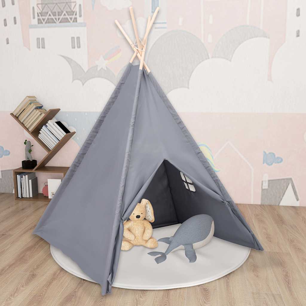 tipi til børn 120x120x150 cm med bærepose polyester grå