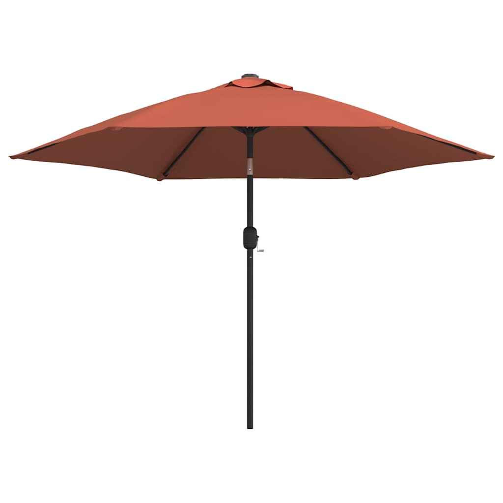 parasol m. LED-lys + stålstang 300 cm terrakotta