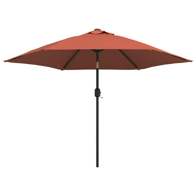 parasol m. LED-lys + stålstang 300 cm terrakotta