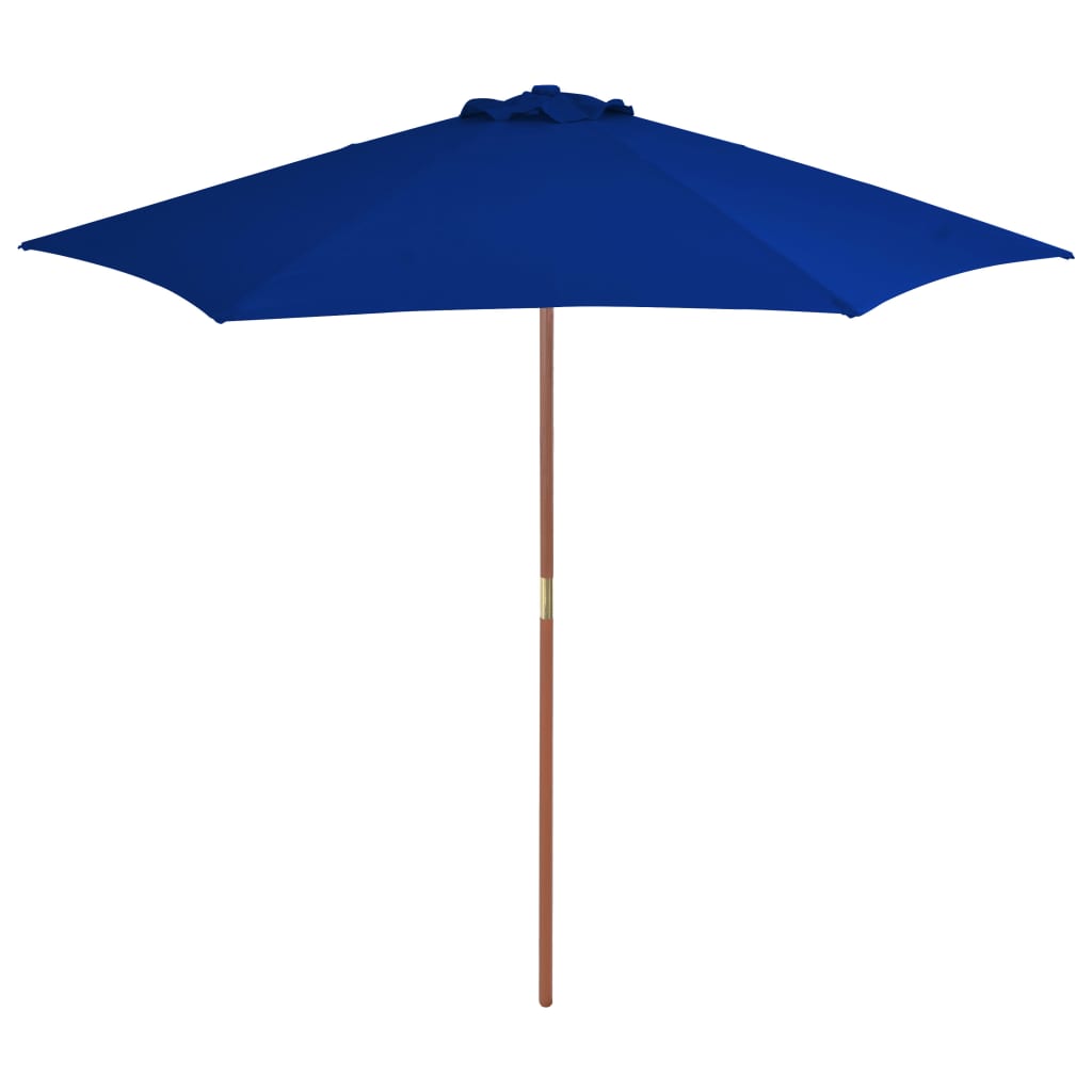 parasol 270 cm træstang blå